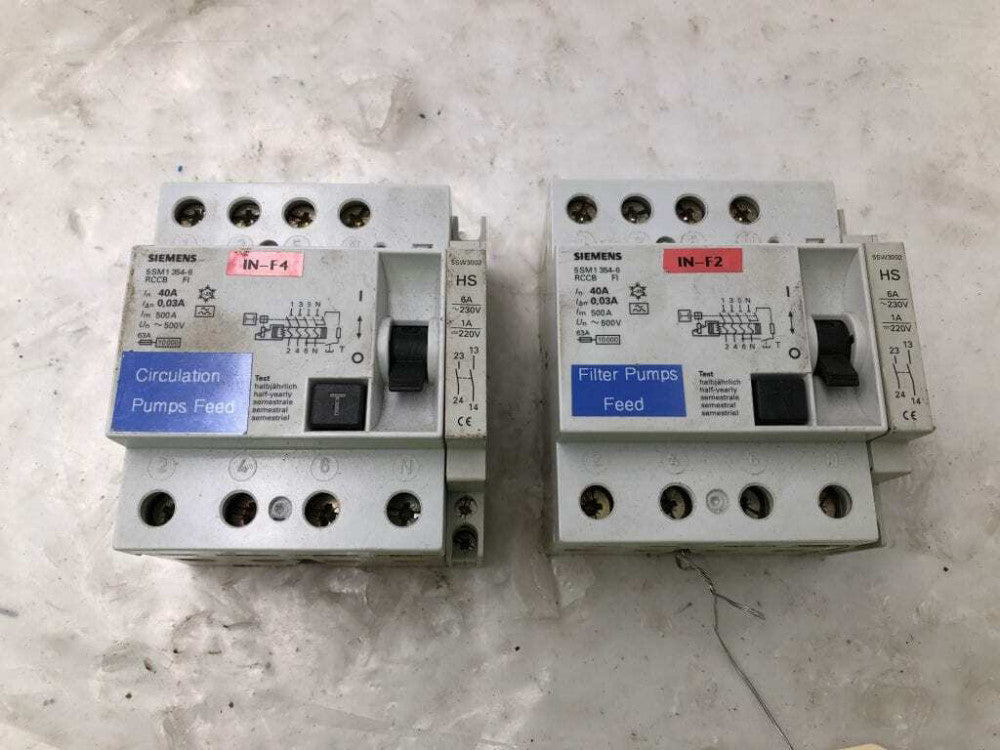 Siemens 5SM1 354-6 40A RCCB Residual Current Circuit Breaker 500V -Lot of 2