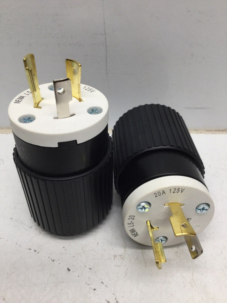 Bryant 70520NP Locking Plug 20A 125V, 2 Pole 3 Wire Grounding (Lot of 2)