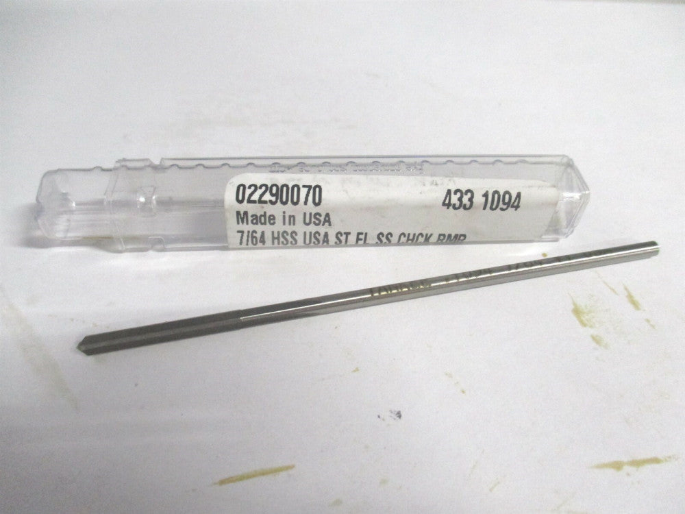 (433-0.1094) 7/64" x 7/8" x 3-1/2" OAL Straight Shank HSS 4Fl Chucking Reamer