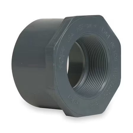 Zoro Select 838-249 Pvc Reducing Bushing, Spigot X Fnpt, 2 In X 1 In Pipe Size