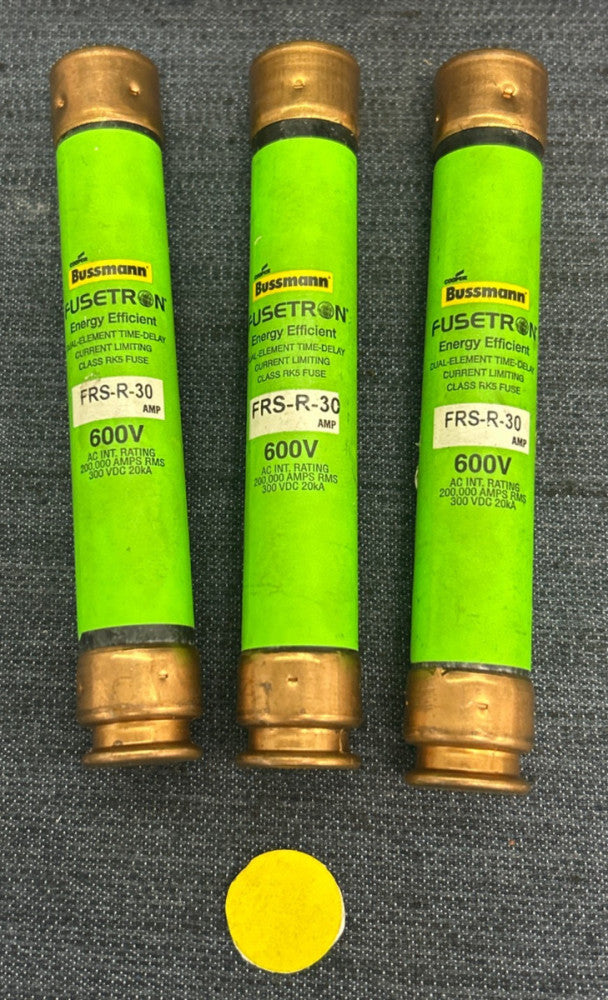 COOPER BUSSMANN FRS-R-30 DUAL-ELEMENT TIME-DELAY FUSE  LOT OF 3