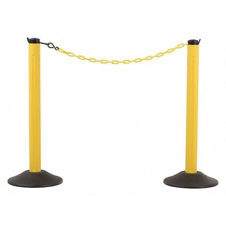 Zoro Select U2004yc Heavy Duty Stanchion, Yellow, 37 7/8 In Post Height, Matte