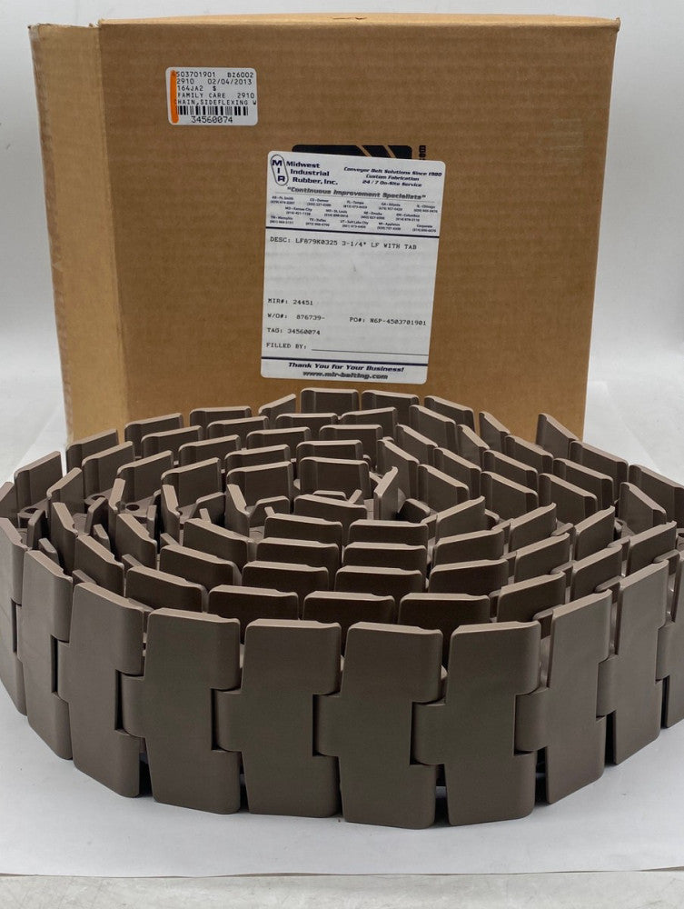 Midwest Industrial Rubber LF879K0325 Conveyor Sideflexing Chain 3-1/4" X 10FT 