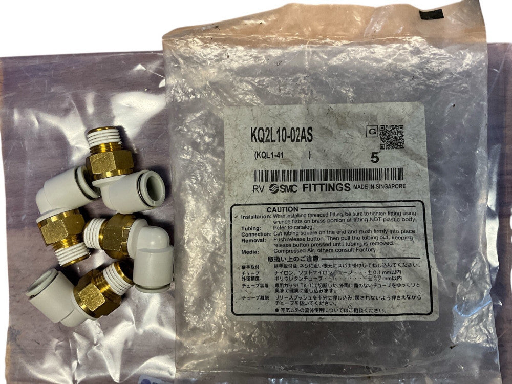SMC 90 Degree Male Elbow Plastic White 10MM KQ2L10-02AS 4 PCS
