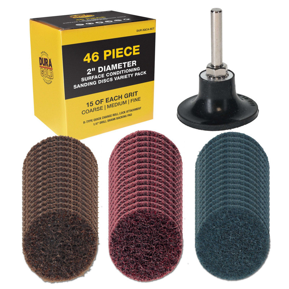 Dura-Gold 46 pc 2" Diameter Surface Conditioning Sanding Discs Variety Pack, Pad
