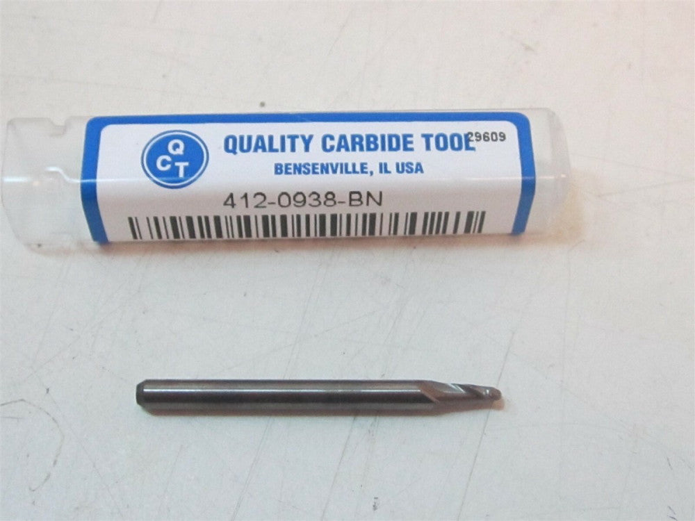 QCT (412-0938-BN) 3/32 x 1/8 x 3/16 x 1-1/2 Ball Nose Center Cut End Mill New