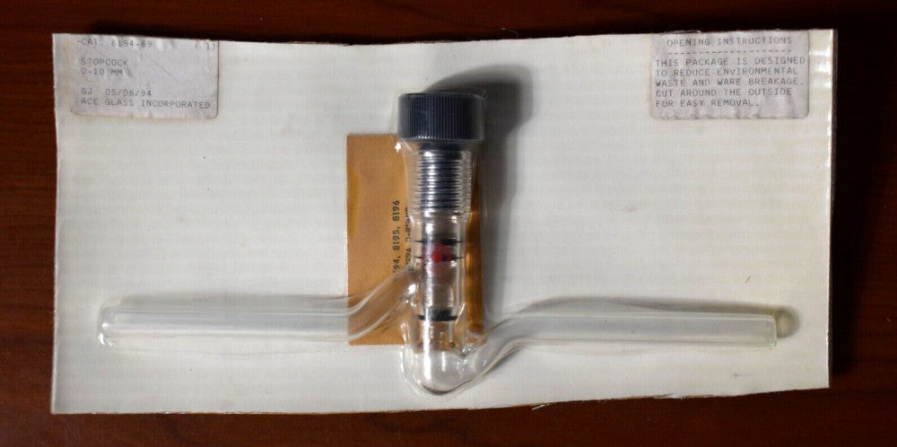 Ace Glass 8194-69 Stopcock Vacuum, Easy-Action Plug, Size 0-10mm (New Old Stock)