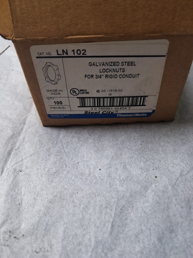 T & B LN 102 Galvanized Steel Locknut 3/4" (Pack of 100)