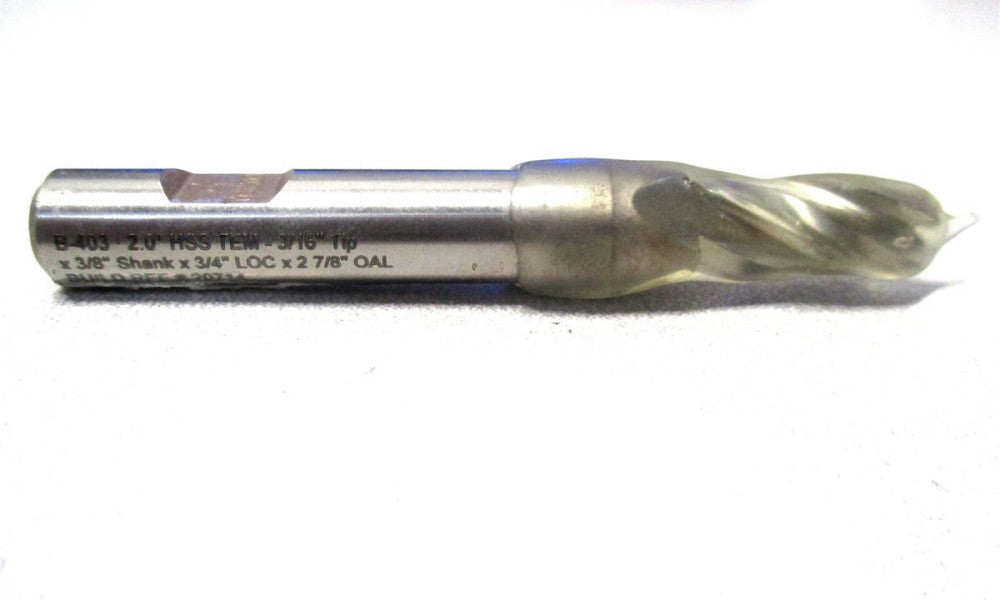 Conical (B-403) 3/16 - 15/64 x 2-7/8 2° Angle/Side 3F RH HSS Tapered End Mill
