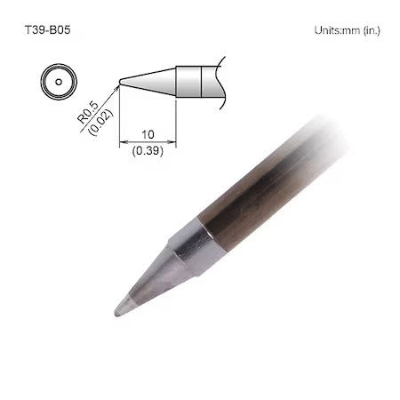 Hakko T39-B05 Soldering Tip,T.W. 0.5 Mm,T.L. 10 Mm