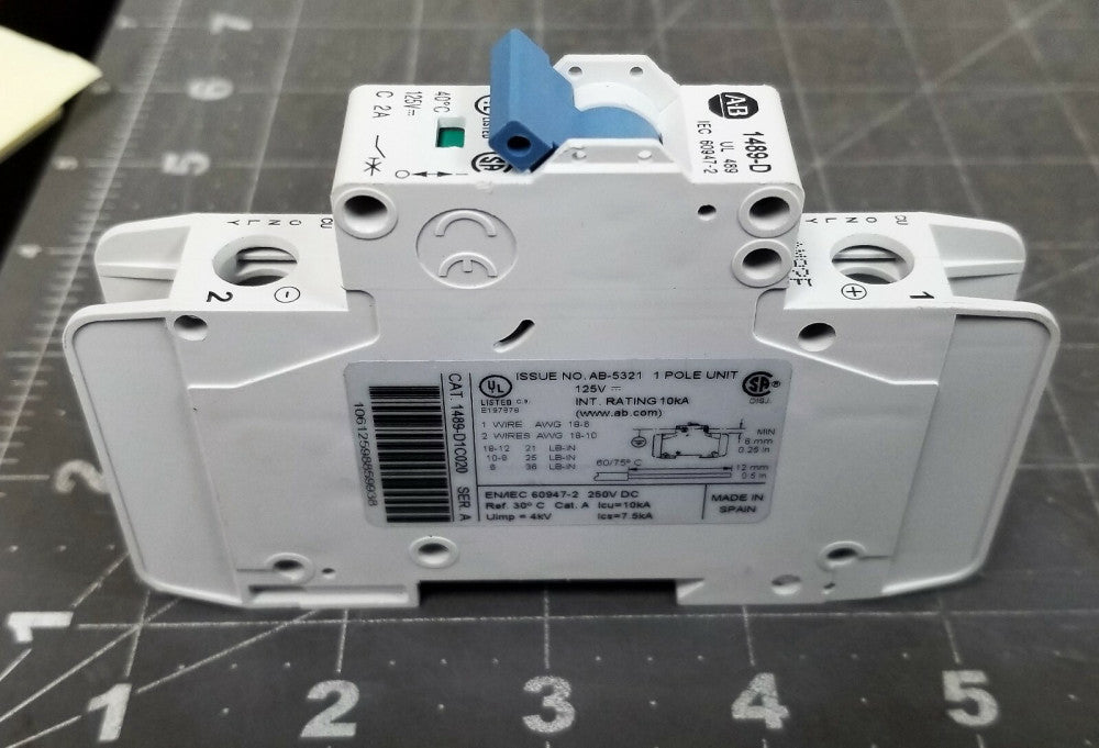 ALLEN BRADLEY 1 POLE CIRCUIT BREAKER 125V 1489-D1C020 SERIES A [OF20]