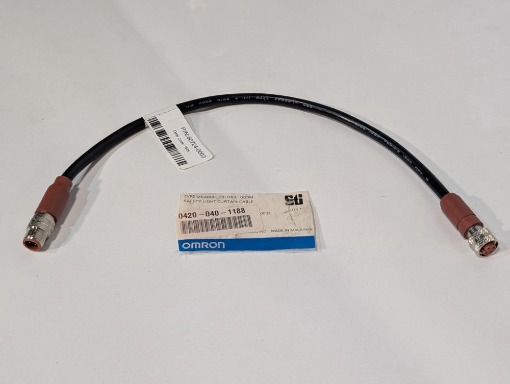 OMRON MS4800-CBLRXIC-003M Safety Light Curtain Cable, 4 Pin, 60726-0003