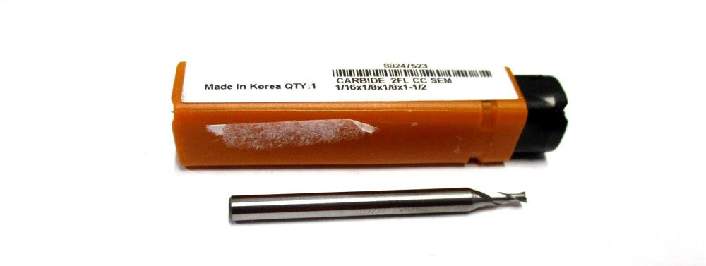 NEW (88247523) 1/16 x 1/8 x 1/8 x 1-1/2 2-Flute CC SE RH Carbide Square End Mill