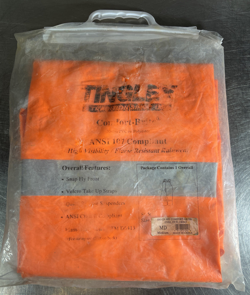 TINGLEY ComfortBrite Flame Resistant Rain Overall, Orange, M O53129 Nos Surplus