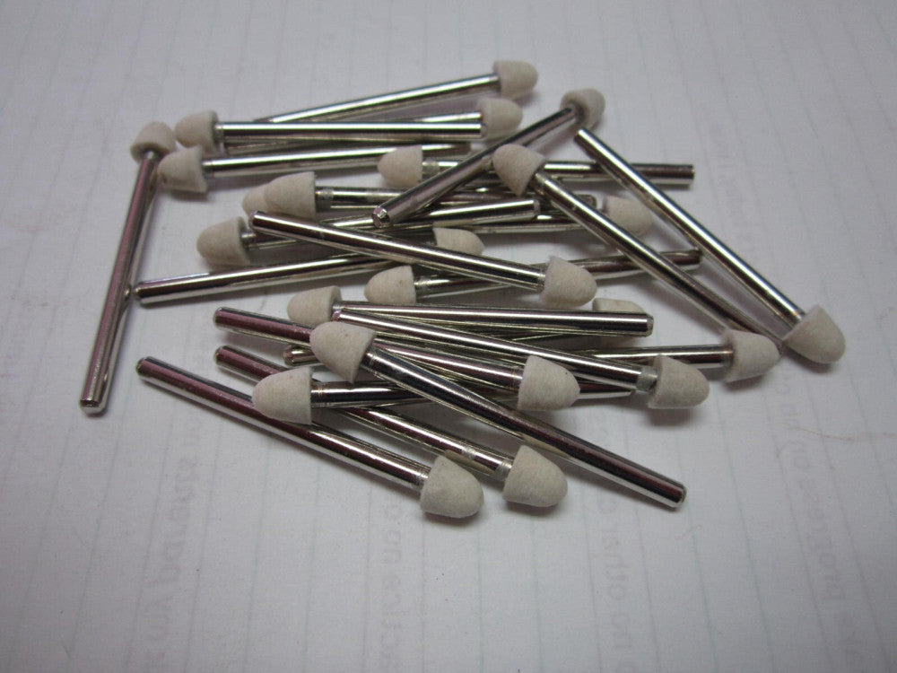 Lot of 25 Cylinder Shaped Mounted Bob 1/4" Diameter 1/8" Shank Wool Felt