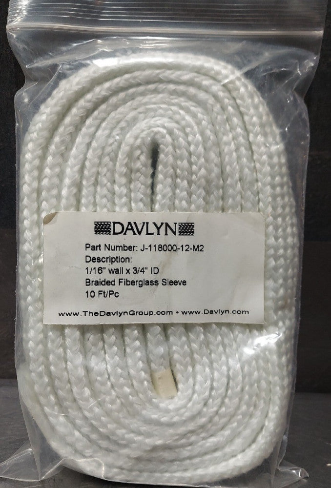 Braided Fiberglass Sleeve 1/16" wall x 3/4" ID - 10 Ft.  J-118000-12-M2
