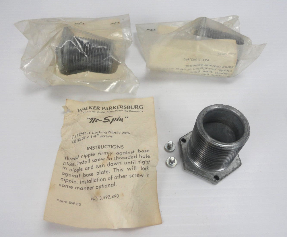 (3) Walker/Parkersburg "No spin" 1124L-1" - 1124L1 Locking Nipple NEW in Package