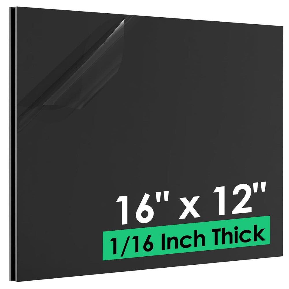 ABS Plastic Sheet 1/16" x 16" x 12", 2 Pack Black Rigid Thermoplastic Board for 