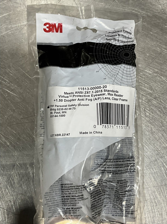 3m 11513-00000-20 Virtua Reader Protect Ive Eyewear Nos Surplus
