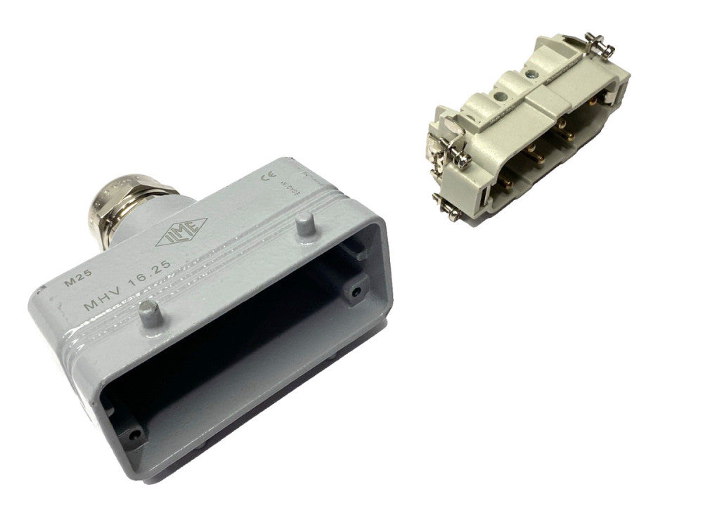 ILME CPM-06 Male Rectangular Insert 6-Pin w/ MHV-16.25 Connector Hood M25 Entry