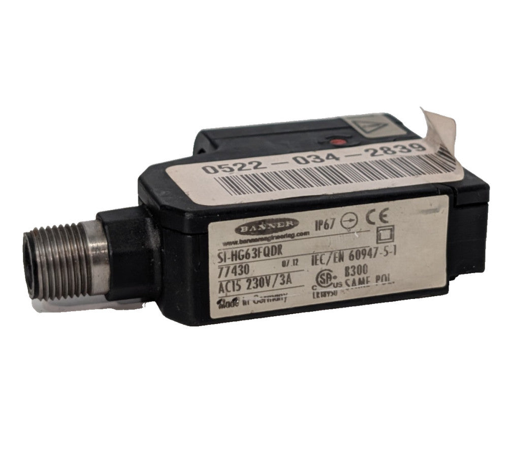 Banner SI-HG63FQDR Safety Interlock Switch, No Hinge, 3A, 230V, Made in Germany