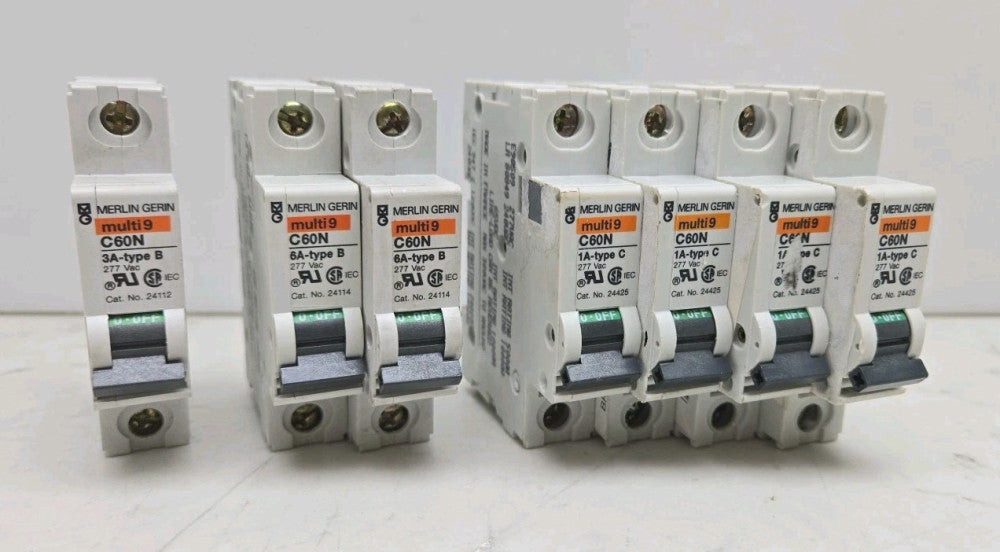 7 Pk Misc Lot Square D C60N 1A 3A 6A Circuit Breaker 24112 24114 24425 Merlin G