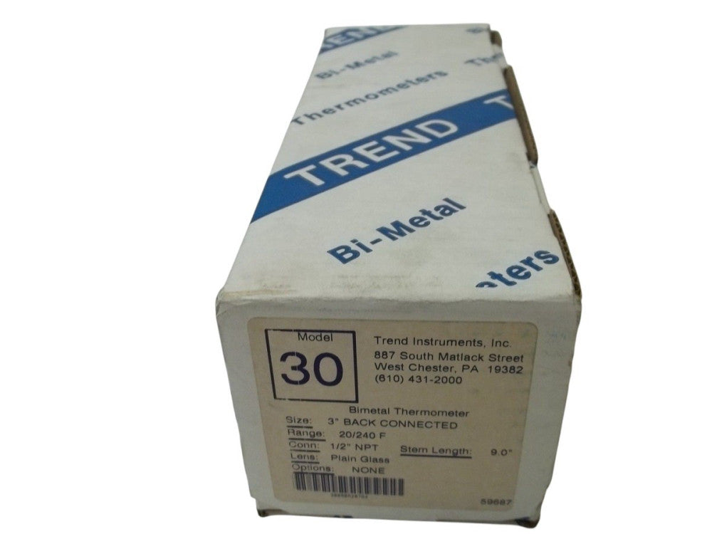 TRED INSTRUMENTS INC. MODEL 30 BIMETAL THERMOMETER 20/240F  NSMP
