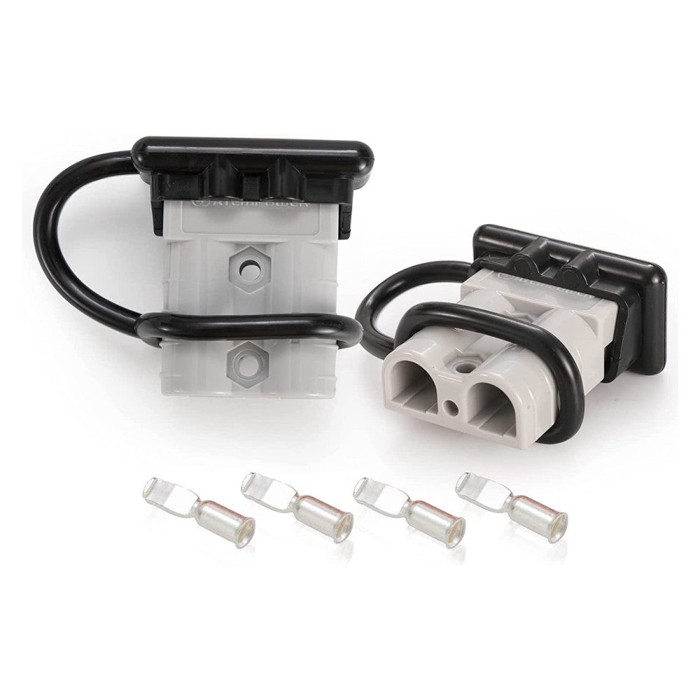2 Pcs Grey 6-10 Gauge 50A Battery Quick Connect Wire Harness Plug Kit for Winch