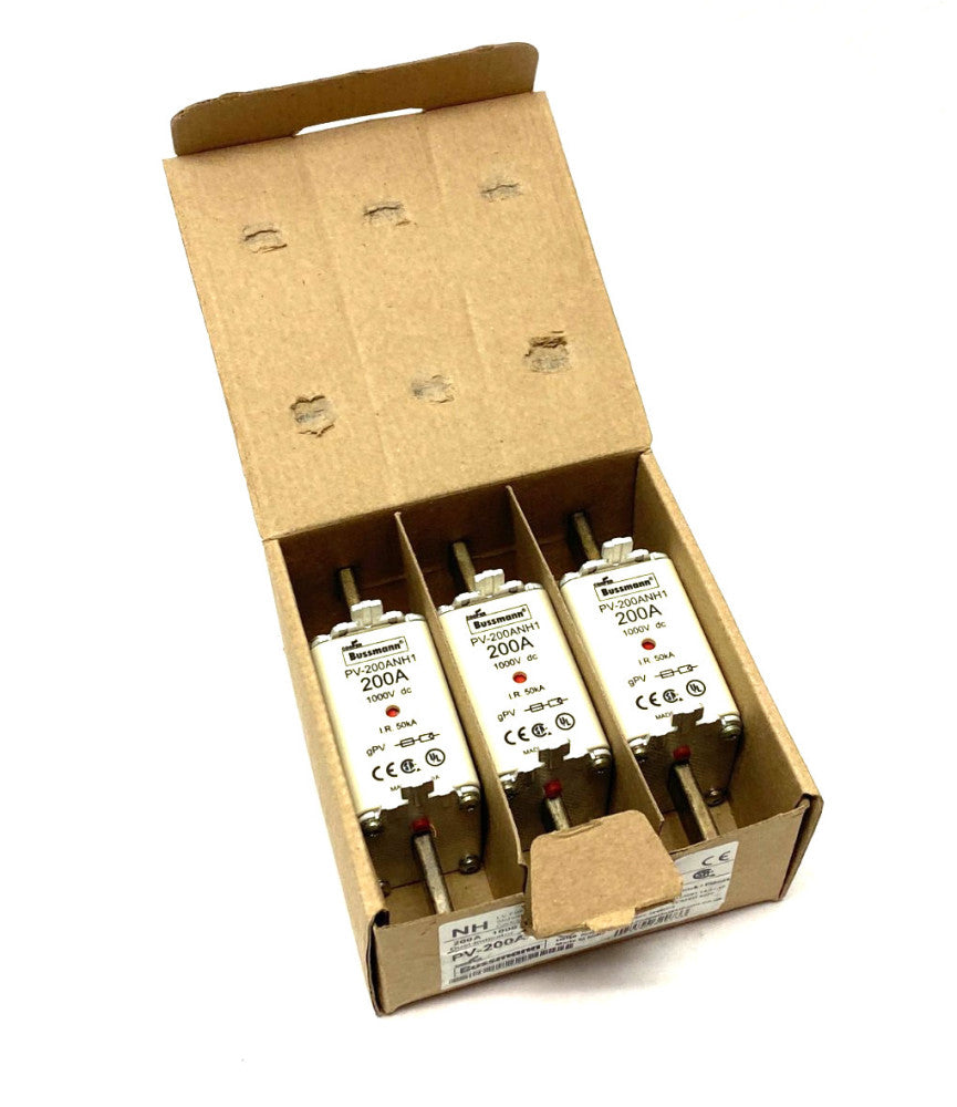 Cooper Bussmann PV-200ANH1 Dual-Indicator Photovoltalc Fuse 200A 1000V BOX OF 3
