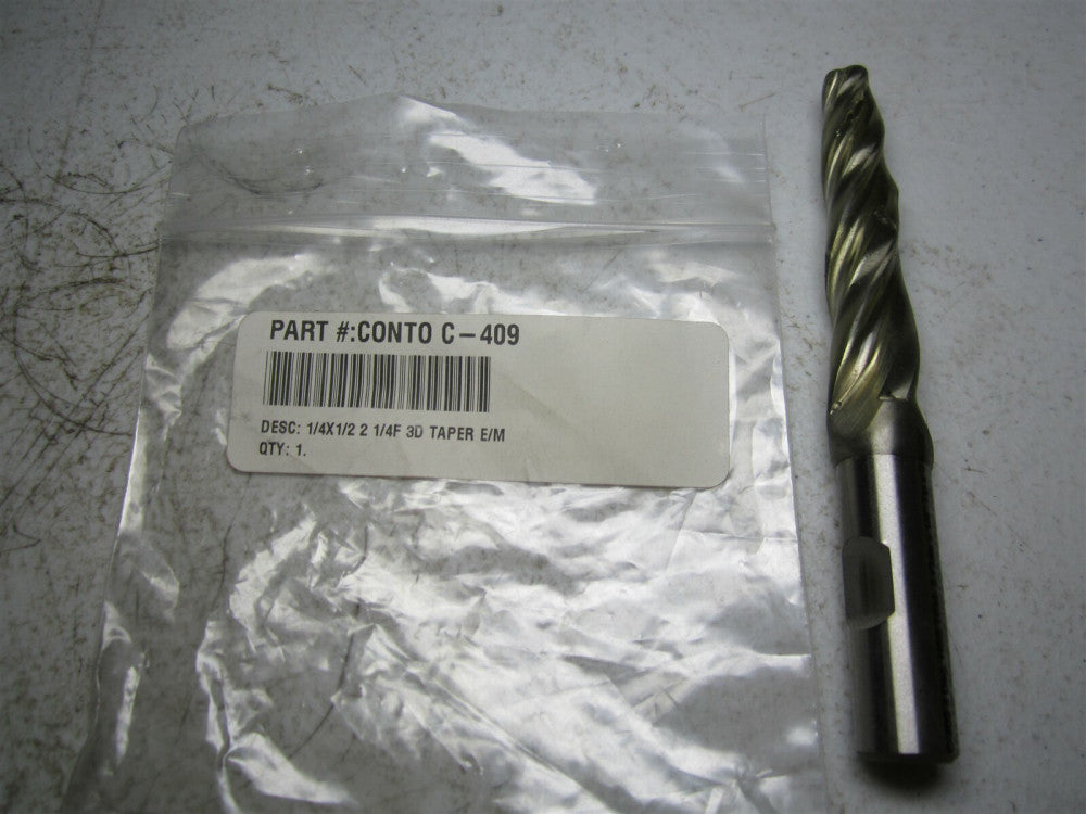 Conical Cutting Tools (C-409) 1/4 x 1/2 x 2-1/4 x 4-1/4 HSS Tapered End Mill