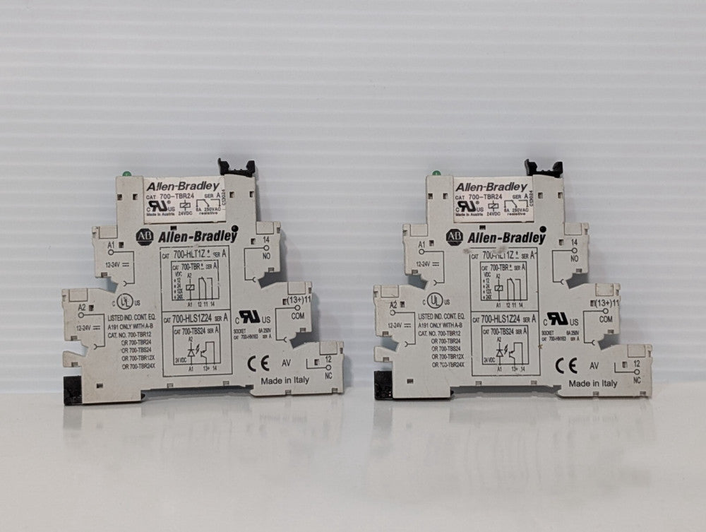Lot of 2 Allen Bradley 700-HLT1Z Terminal Block Relay, 24vdc w 700-TBR24