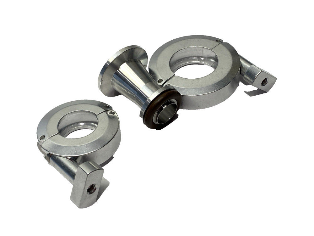 Aluminum Flanged O-Ring Conical Reducer 40mmx30mm Flange 22mm x 16mm ID w/Clamps