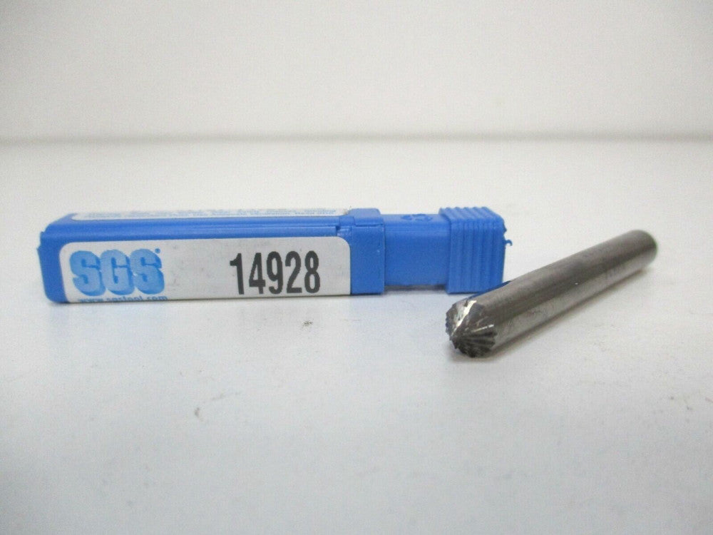 SGS Pro (14928) 1/4" x 1/8" x 1/4" x 2" OAL  90° Carbide Double Cut Cone Burr