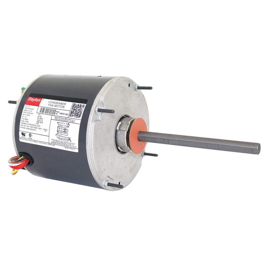 DAYTON 4M061 1/3 HP Condenser Fan Motor 208-230V 1075RPM 2 Speed, 6”x 1/2” Shaft