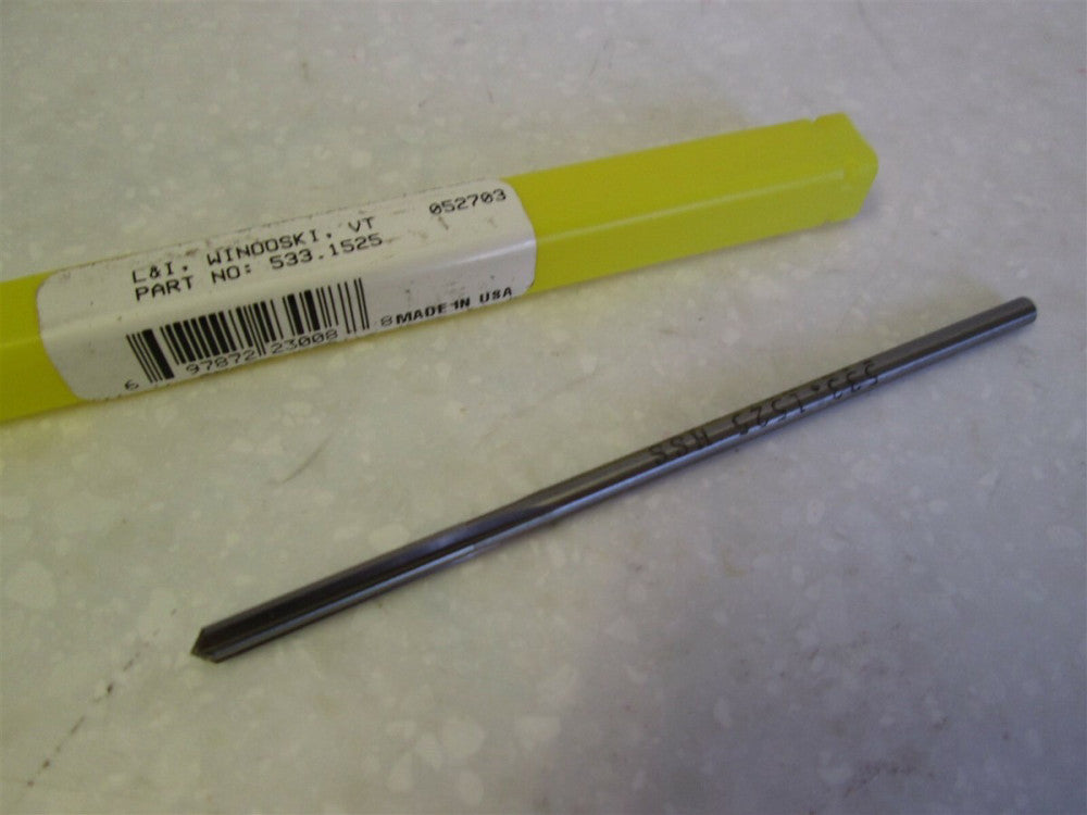 L & I 0.1525" HSS Chucking Reamer Straight Shank and Flute NEW