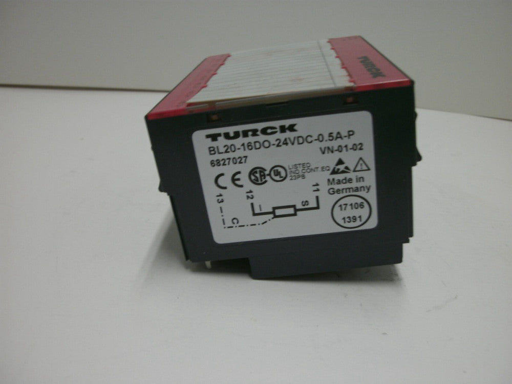 TURCK BL20-16DO-24VDC-0.5A-P INTERFACE MODULE SLICES 16 CHANNEL 24 VOLTS
