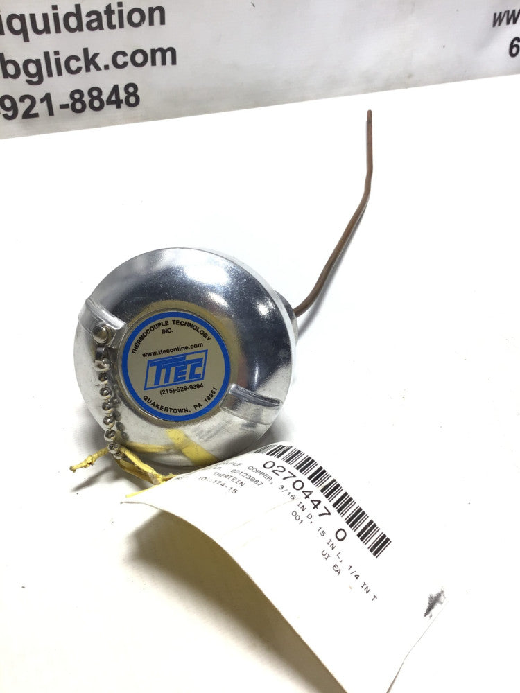 TTEC 0270447 0 Thermocouple Technology Copper 3/16" D x 15" L x 1/4" T