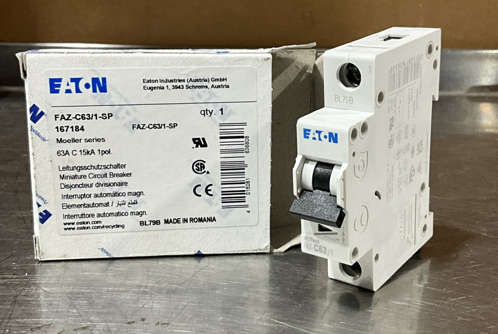 Eaton 167184 FAZ-C63/1-SP Miniature Circuit Breaker MCB FAZ 63A