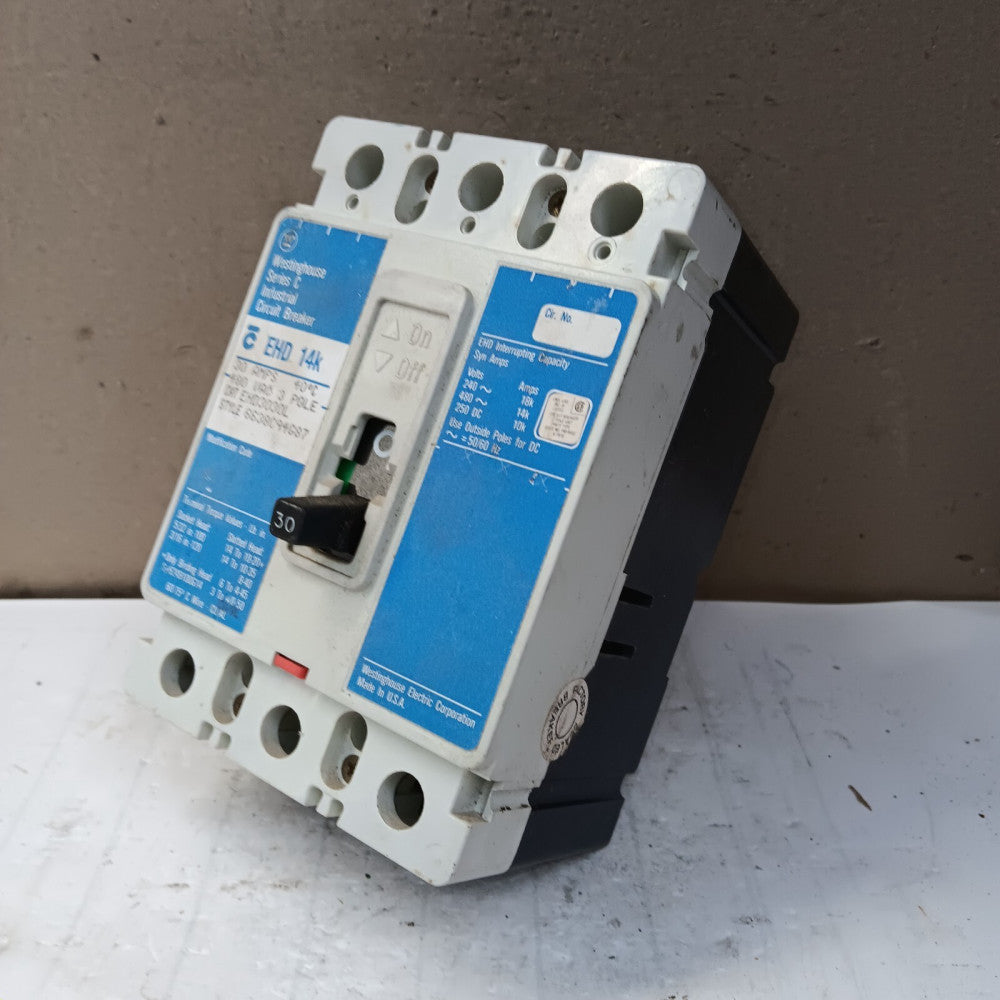 WESTINGHOUSE 30 AMP CIRCUIT BREAKER 3 POLE 480V 18kA @ 240V EHD3030L