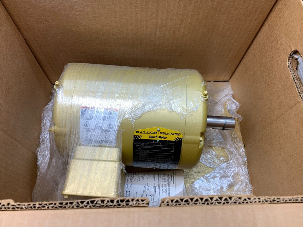 NEW IN BOX BALDOR 1HP 1760RPM SUPER-E MOTOR 230/460V. 143T FRAME EM3116T