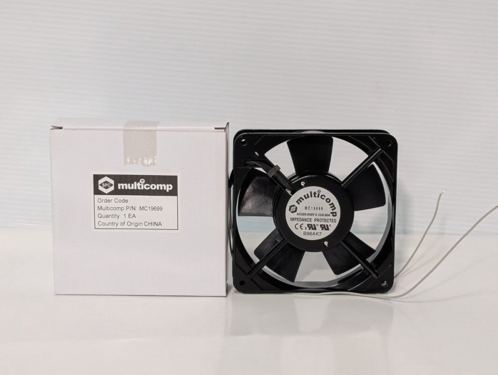 SPC Multicomp P/N MC19699 B96AK7 Replacement Fan, AC220-240V, 0.10/0.09A New Box