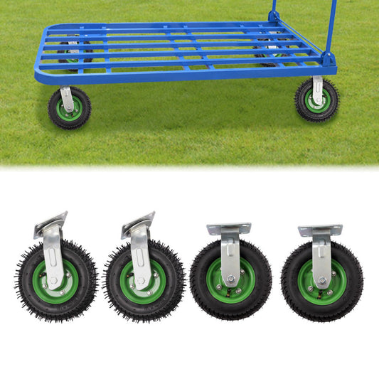 4Pc 8 inch Pneumatic Air Tire Wheels 2 Rigid + 2 Swivel HD Farm Cart Caster