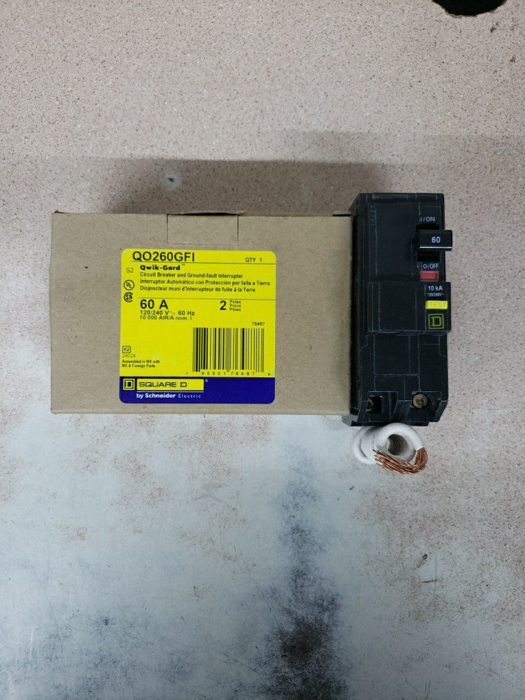 1) Square D QO260GFI 240V 60A Mini Circuit Breaker