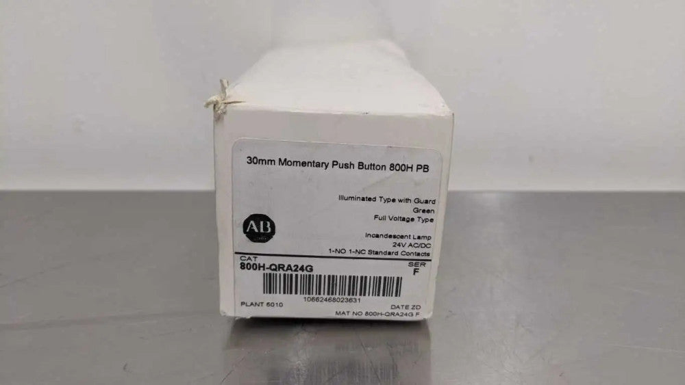 Allen-Bradley 800H-QRA24G Momentary Push Button Ser F 1NO 1NC 24 VAC/VDC 30mm Gr