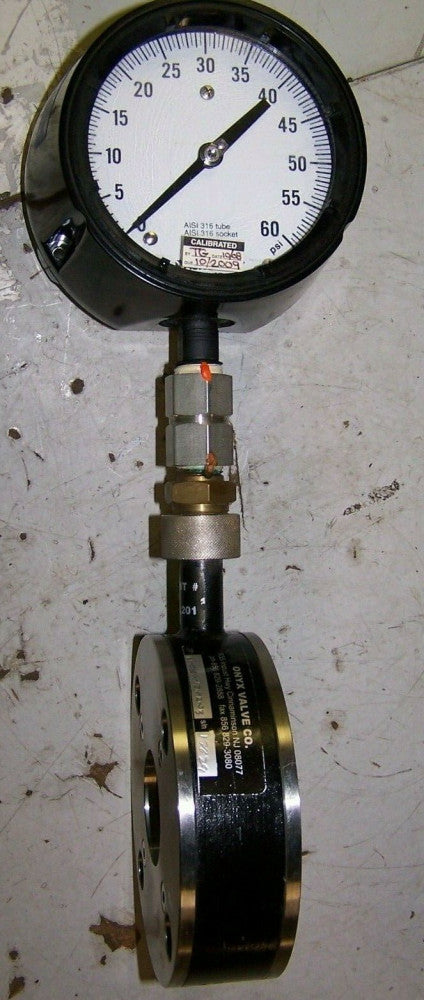 ONYX VALVE PRESSURE TRANSMITTER AND 60 PSI GAUGE  161-0200-12-02-03