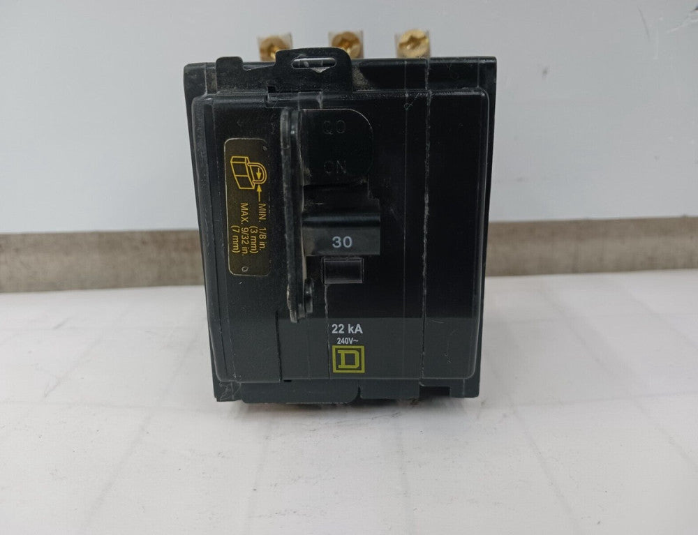Square D 30 Amp Bolt-On Circuit Breaker 3 Pole 240 VAC 22kA QOB330VH