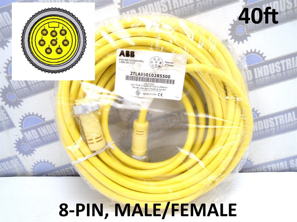 ABB - 2TLA85102R5500 - 8MFPX-40 - 40ft 8 POLE CORDSET - Male/Female - 5A (NEW)