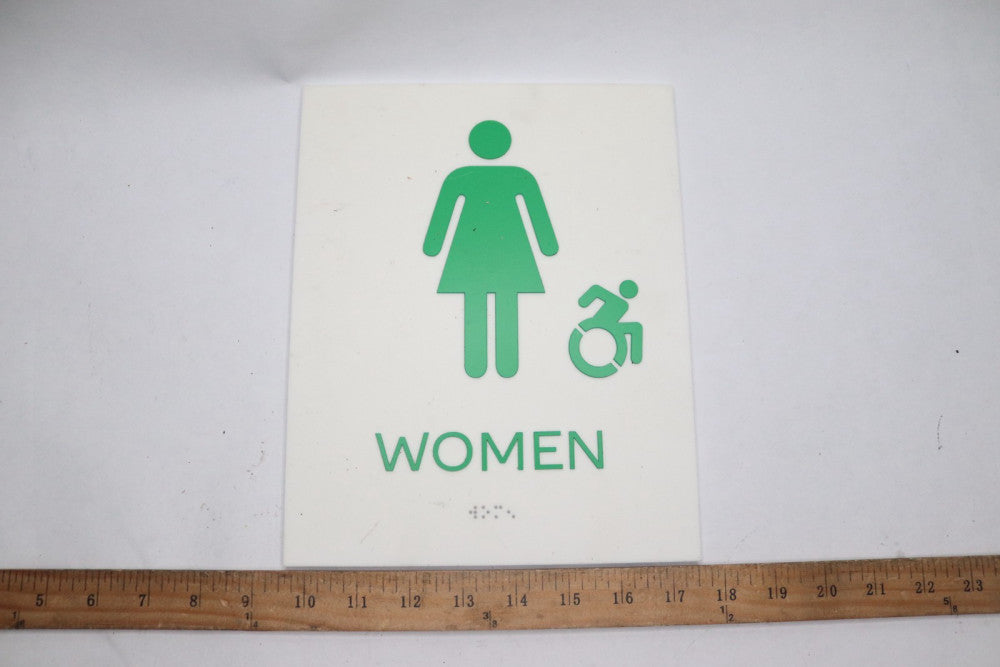 Womens Bathroom Sign White/Green