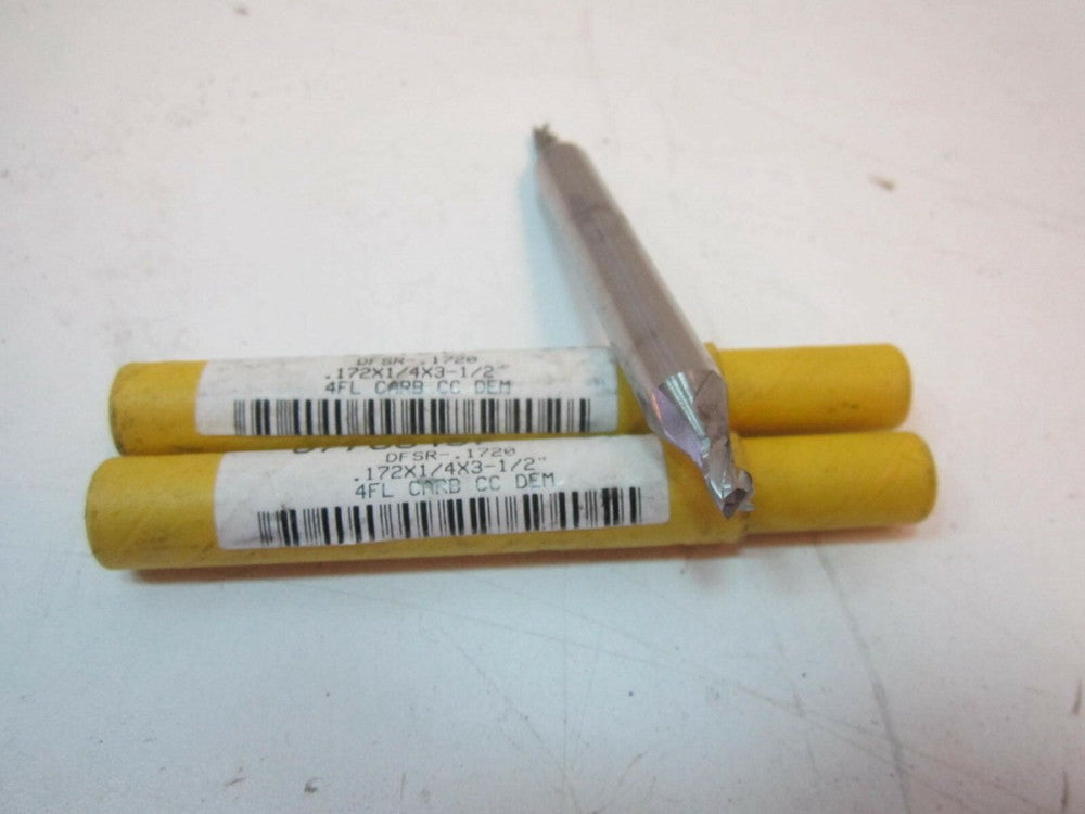 (2) Double End Mills 4FL Carbide Center Cut .172 X 1/4" X 3-1/2" New