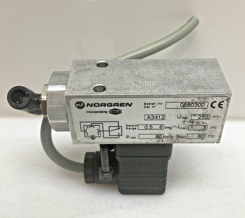 Norgren 0880300 Pneumatic Pressure Switch 1/4” Port 3 Amp IP65 Used